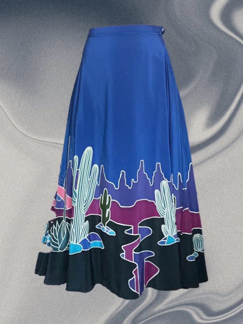 Nostalgic Desert Print Silk Blend Skirt